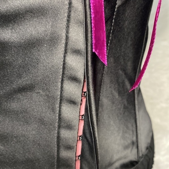 Playboy black satin 2 tone pink & purple ribbon detail corset top - Picture 3 of 10